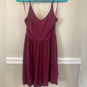 Maroon red cotton dress. Cute summer dress